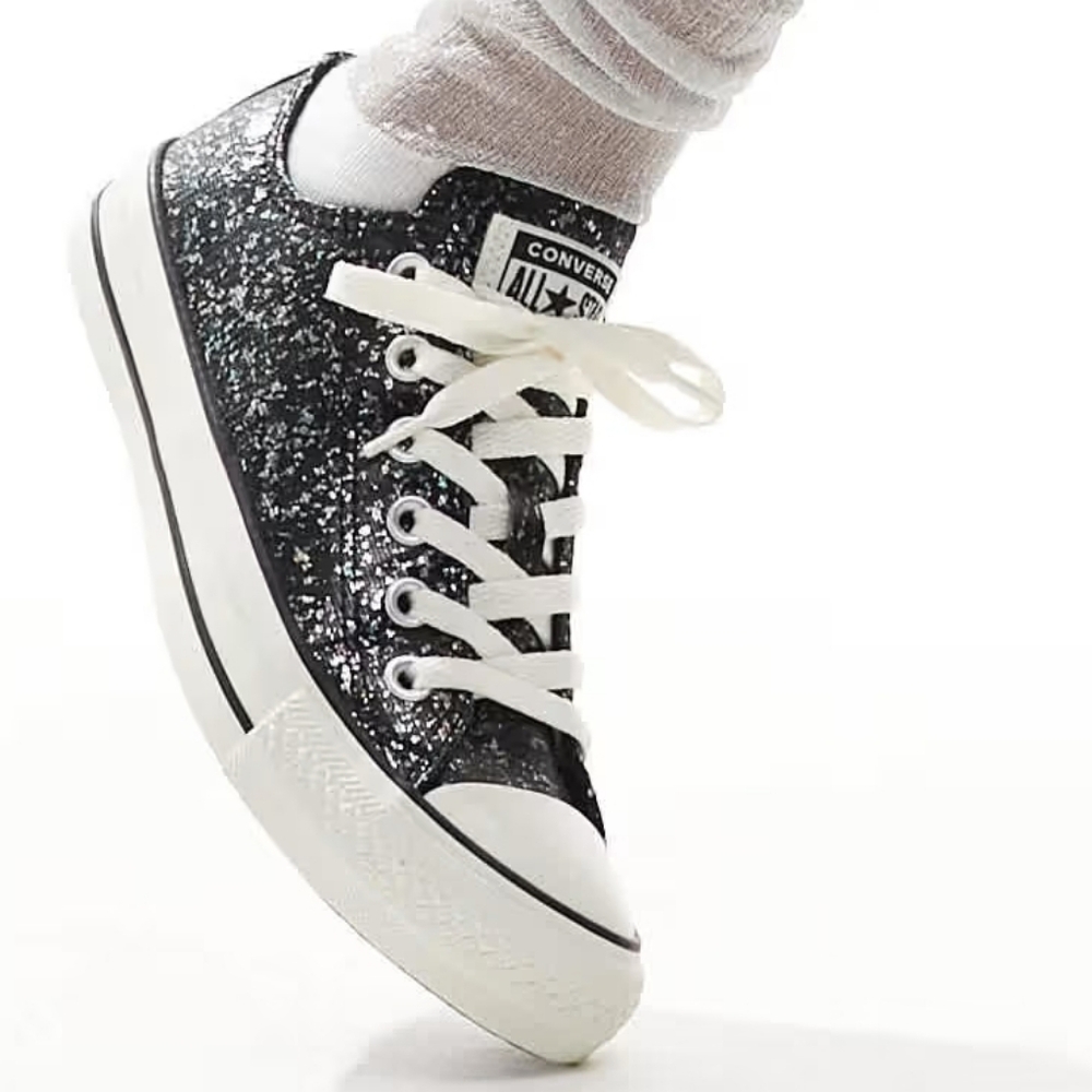 Converse Chuck Taylor Black & Silver Metallic Glitter - Picture 2 of 6